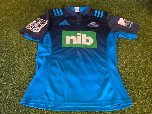Auckland Blues New Zealand Rugby Union Football Medium Mans Adidas Made Jersey