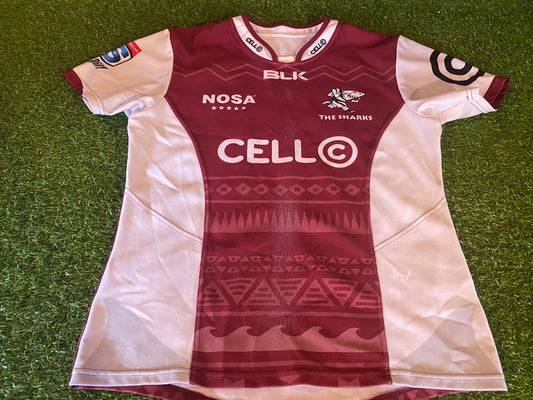 Sharks South Africa African Rugby Union Medium Mans BLK Made Jersey