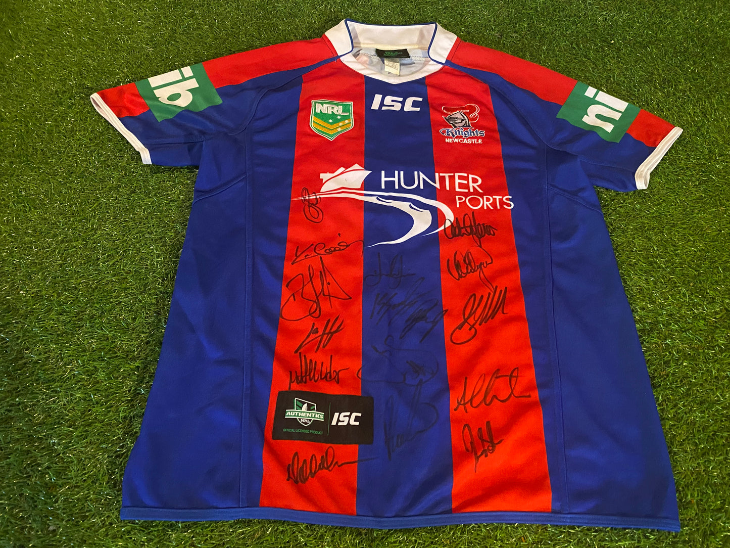 Newcastle Knights New Zealand Rugby League Football Large Mans NRL Signed x 15  Jersey