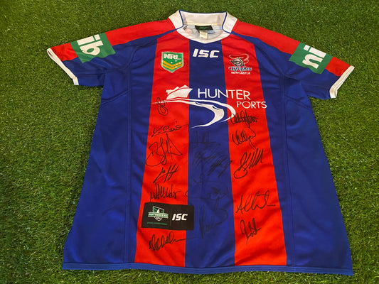 Newcastle Knights New Zealand Rugby League Football Large Mans NRL Signed x 15  Jersey
