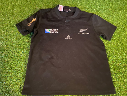 New Zealand All Blacks Rugby Union Football Large Boys 11-12 yr Adidas Made Home Jersey