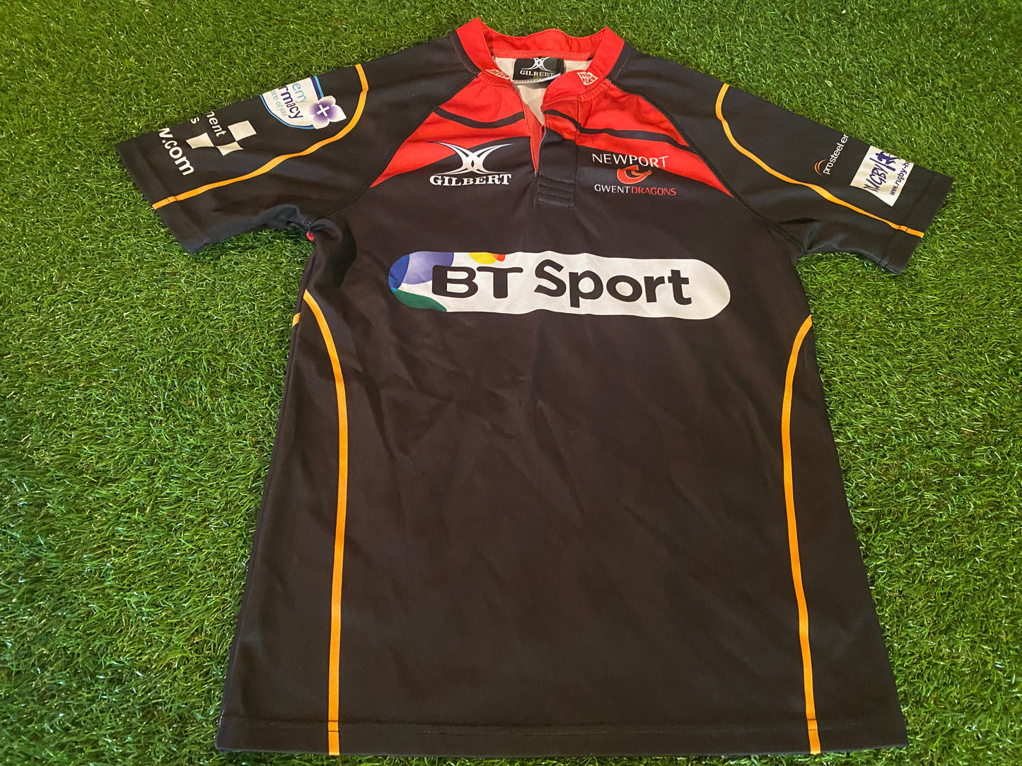 Newport Gwent Dragons Wales Welsh Cymru Rugby Union XS Mans Gilbert Made Jersey