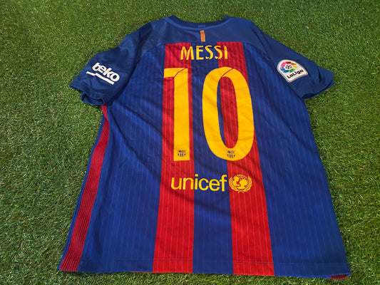 FCB Barcelona Spain Soccer Football XL Boys / Youths 13-14 yr Messi no10 Home Jersey