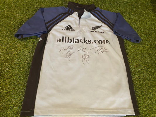 New Zealand All Blacks Rugby Union Football Small Mans Vintage Adidas Signed x 5 Jersey