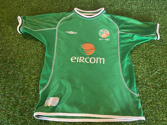 Republic of Ireland Eire Soccer Football Medium Boys 9-10 Year Vintage 2001 Home Jersey