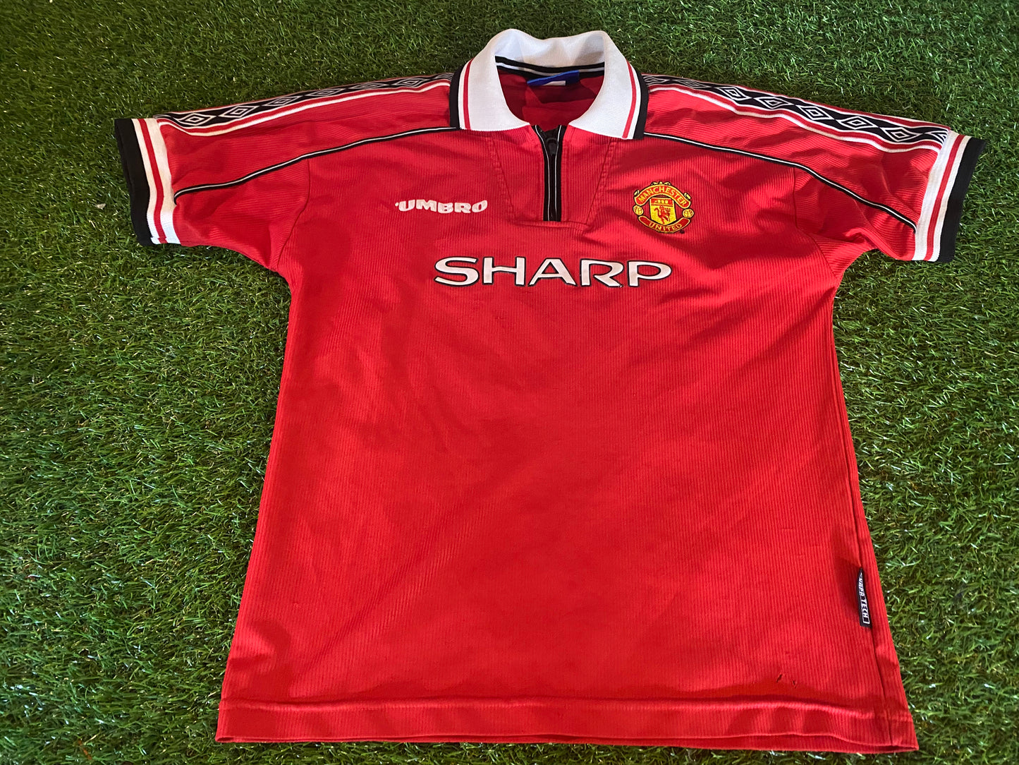 Manchester United Soccer Football Large Boys 10-12 yr Rare Vintage 1998 Home Jersey