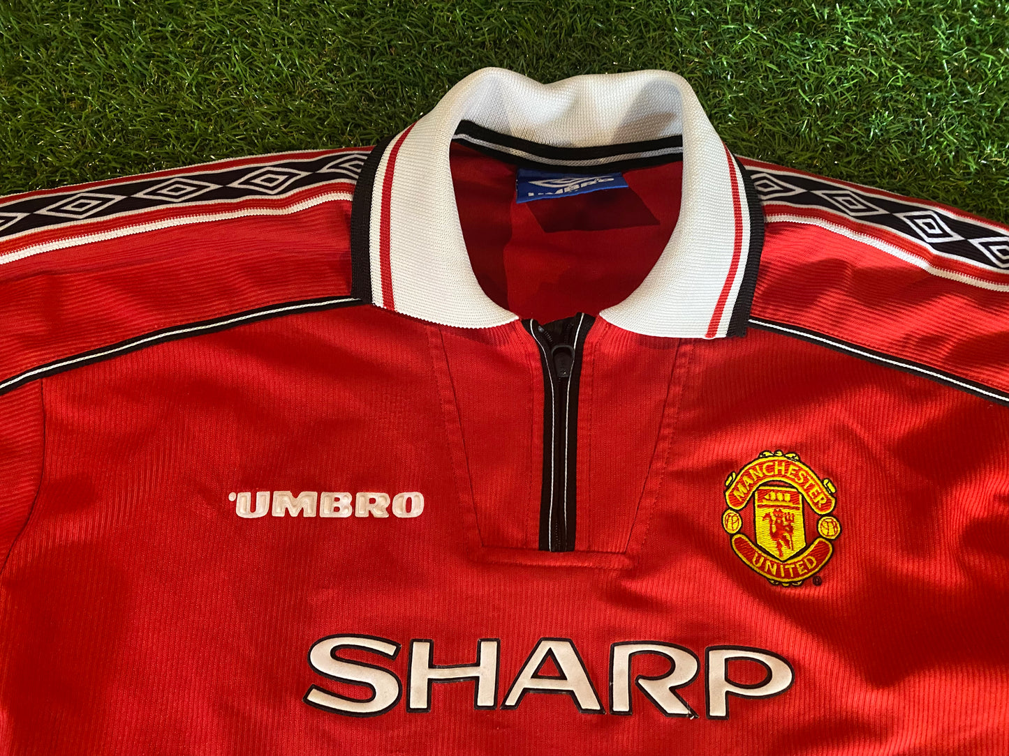 Manchester United Soccer Football Large Boys 10-12 yr Rare Vintage 1998 Home Jersey