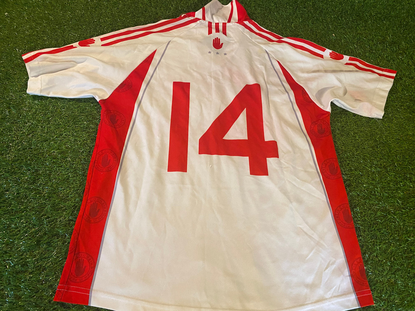 Co Tyrone Ireland GAA Gaelic Football Large Mans Tight Fit Match Worn no14 Jersey