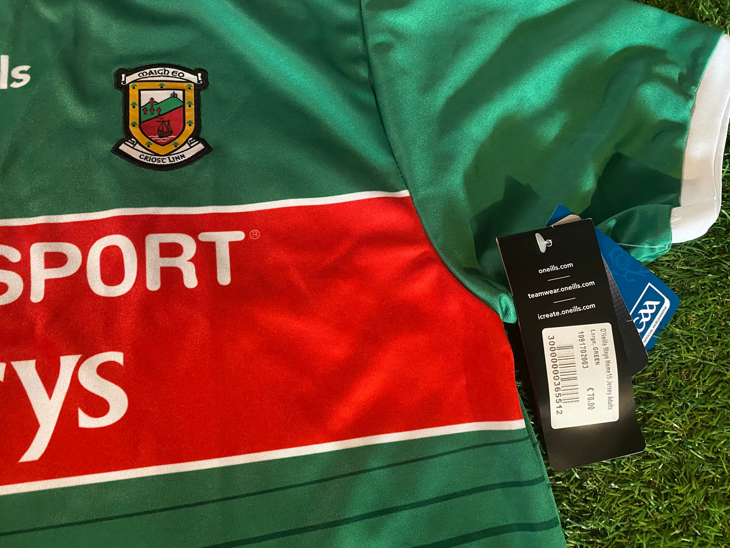 Co Mayo Eire Ireland GAA Gaelic Hurling Football New BNWT Large Mans Home Jersey