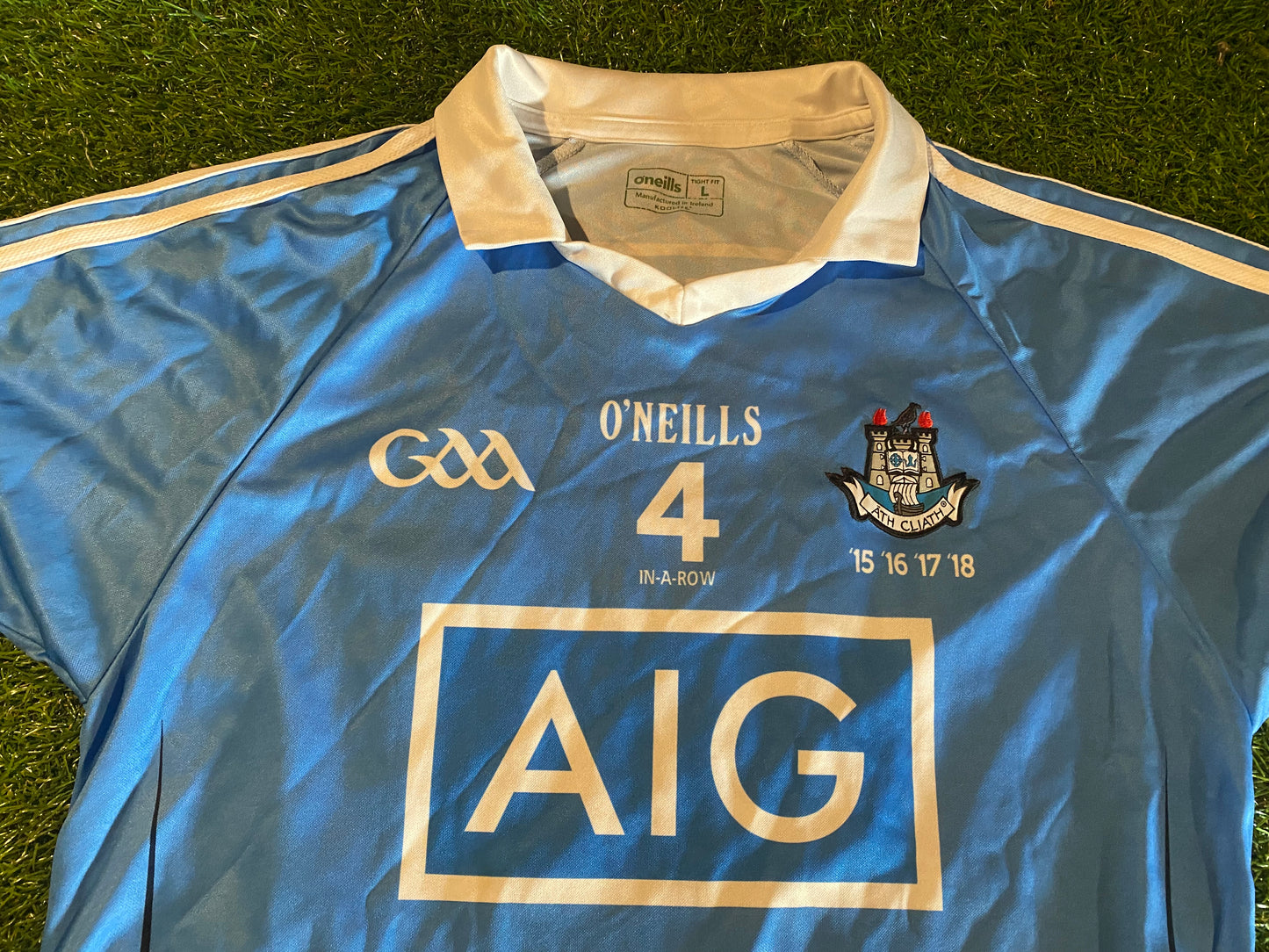 Co Dublin Ath Cliath Ireland GAA Gaelic Hurling Large Mans Tight Fit 4 In A Row no4 Jersey