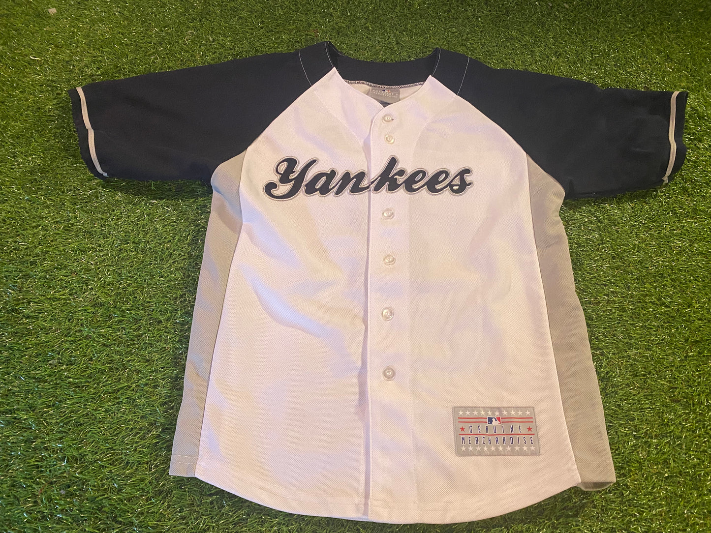 MLB New York Yankees Majestic Away Gray Blank Jersey Youth Kids Medium 10/12