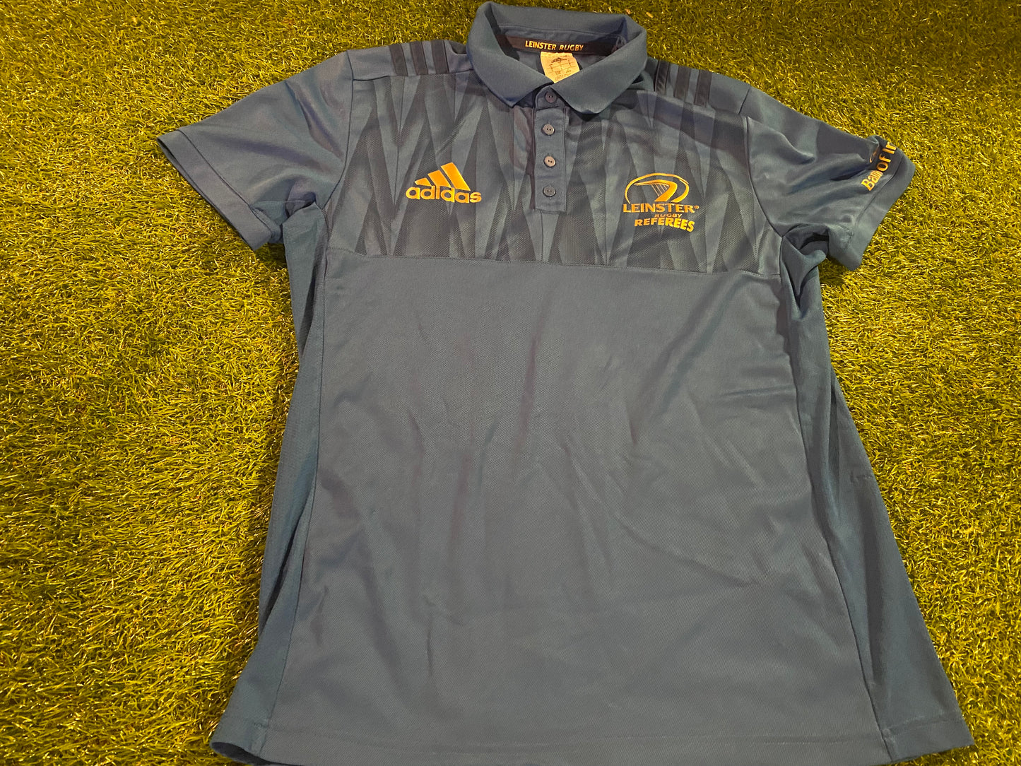 Leinster Eire Irish Rugby Union Football Large Mans Referee Adidas Made Polo Jersey