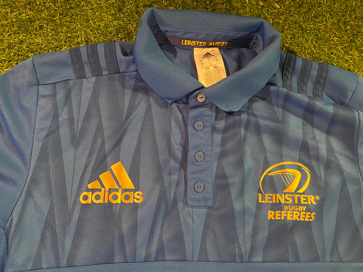 Leinster Eire Irish Rugby Union Football Large Mans Referee Adidas Made Polo Jersey