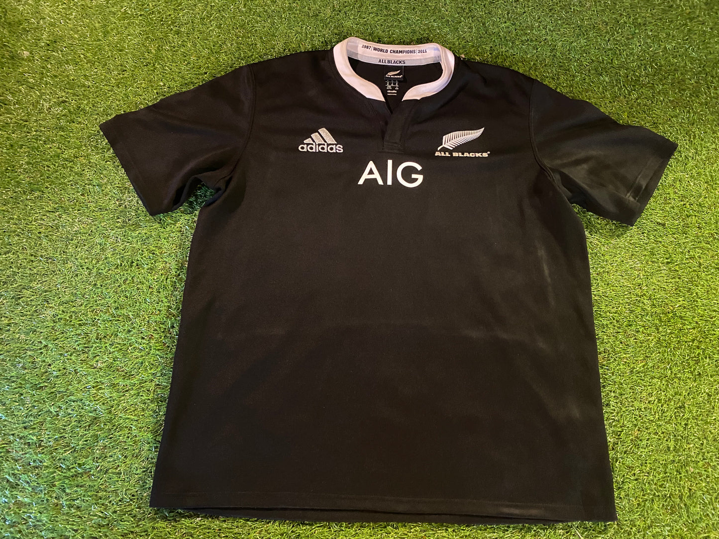 New Zealand All Blacks Rugby Union Football XL Extra Large Mans Adidas Home Jersey