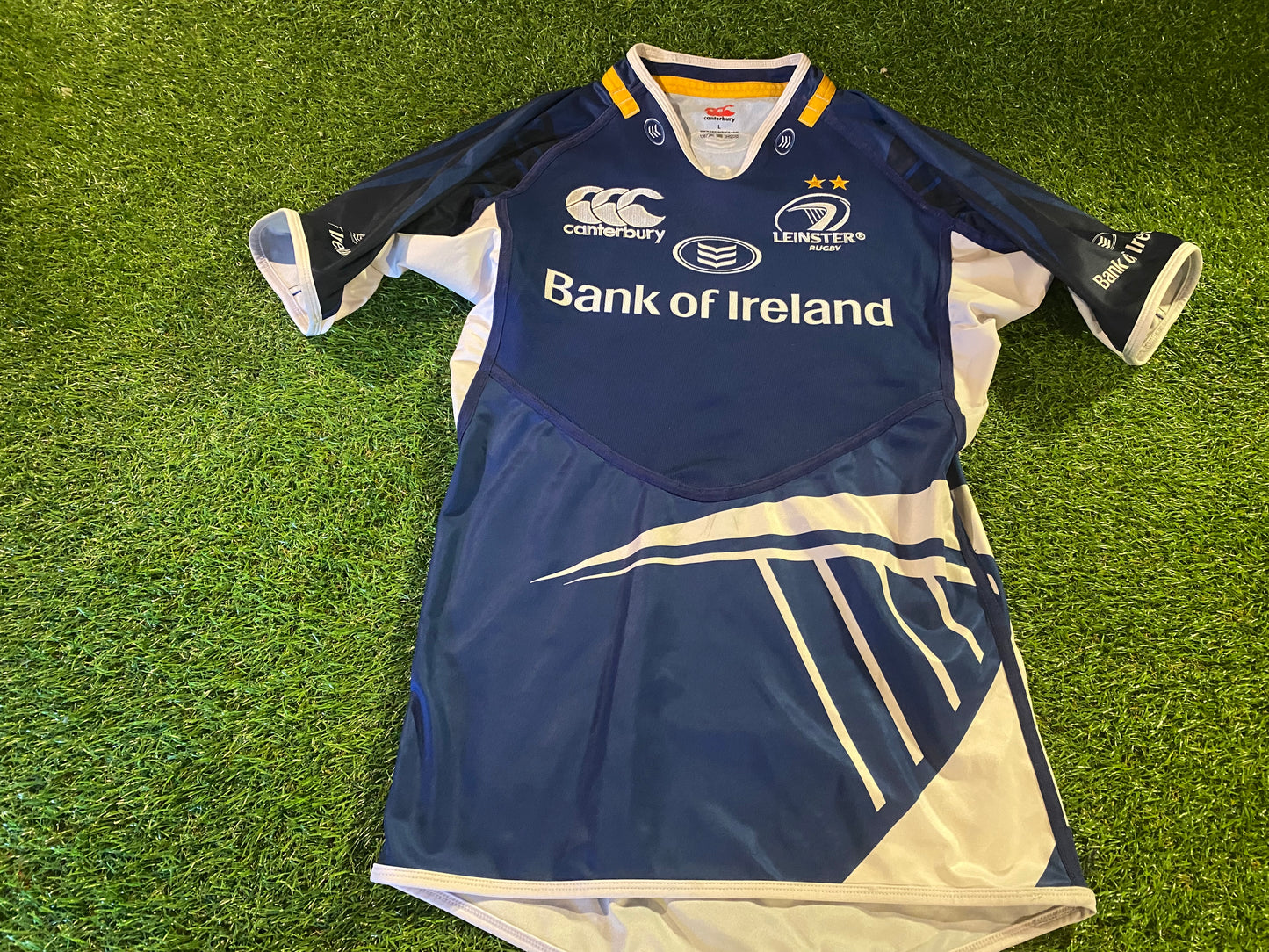 Leinster Eire Irish Rugby Union Football Large Mans Tight Fit Player Issue CCC Home Jersey