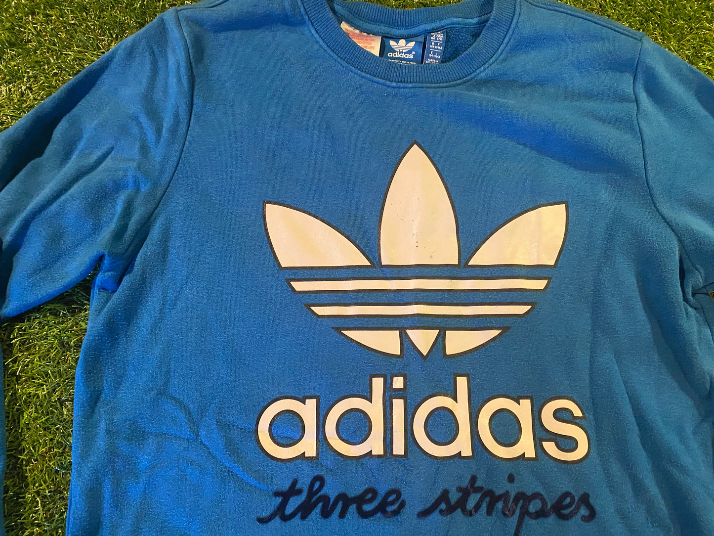 Adidas 3 Stripes Clothing Small Mans Blue Vintage Sweater Sweatshirt