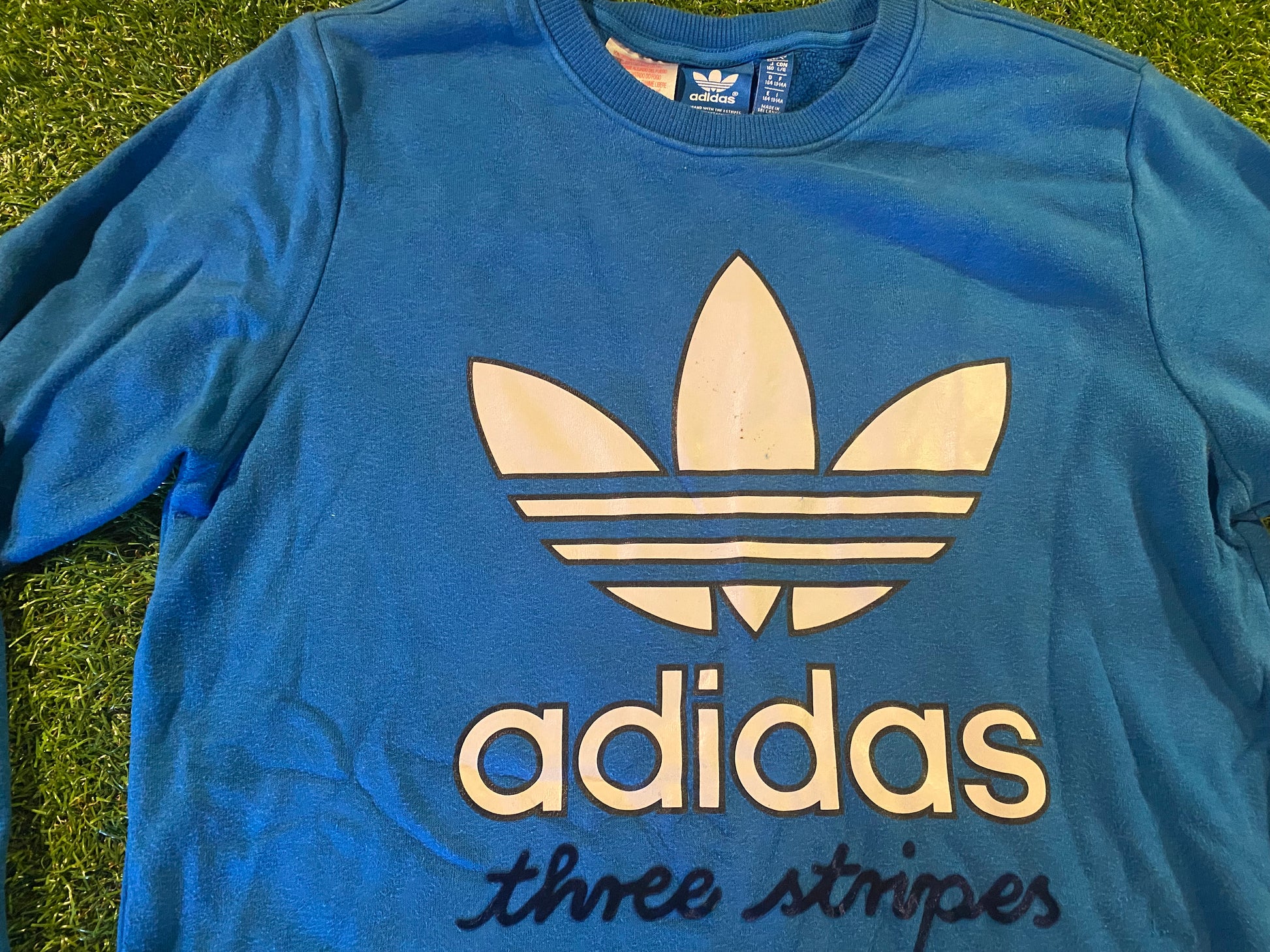 Persistente al menos perrito Adidas 3 Stripes Clothing Small Mans Blue Vintage Sweater Sweatshirt –  Emerald Isle Sports