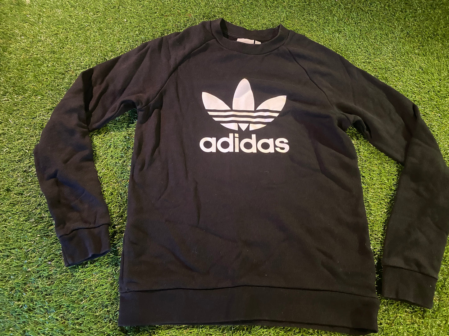 Adidas 3 Stripes Clothing Small Mans Black Sweater Sweatshirt