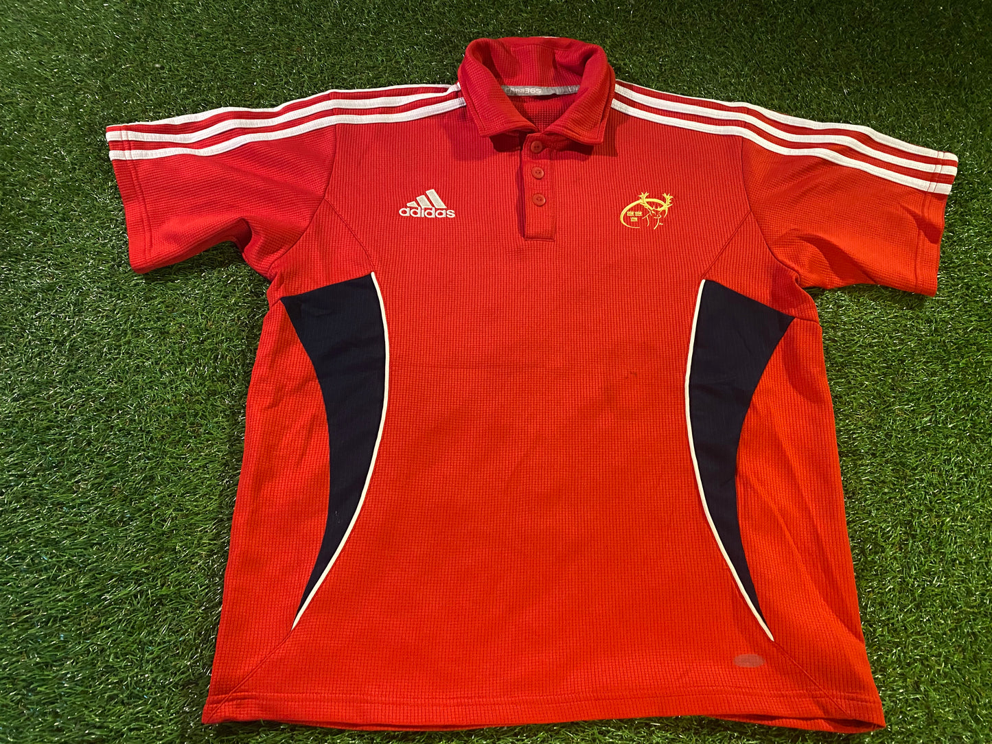 Munster Eire Irish Rugby Union Football Medium Mans Leisure Adidas Polo Jersey