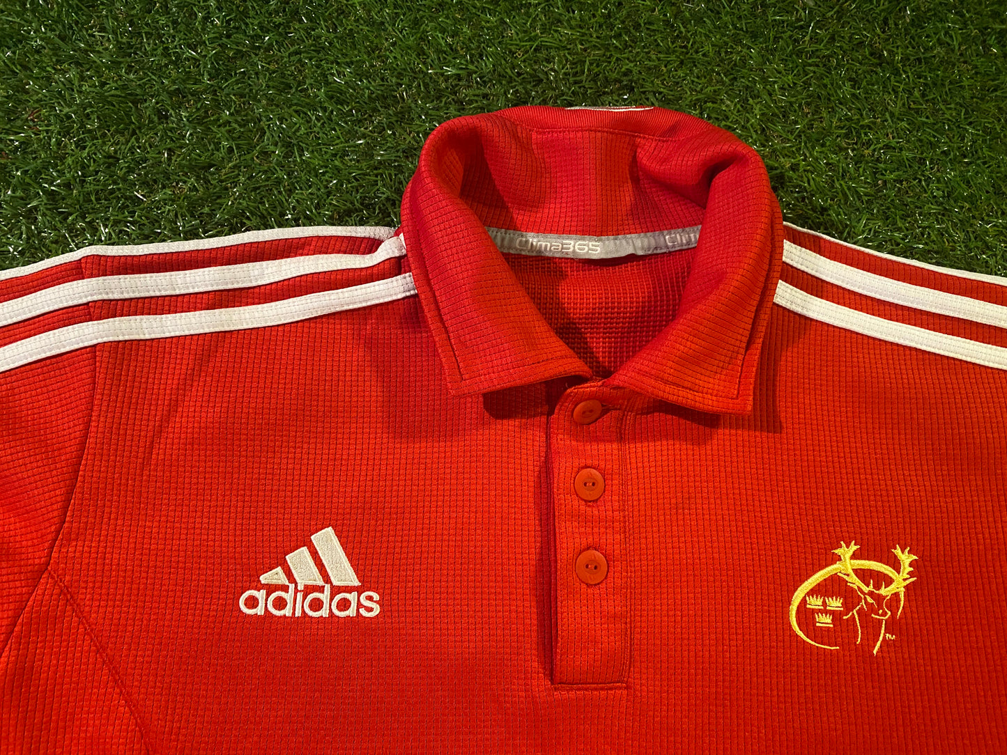 Munster Eire Irish Rugby Union Football Medium Mans Leisure Adidas Polo Jersey