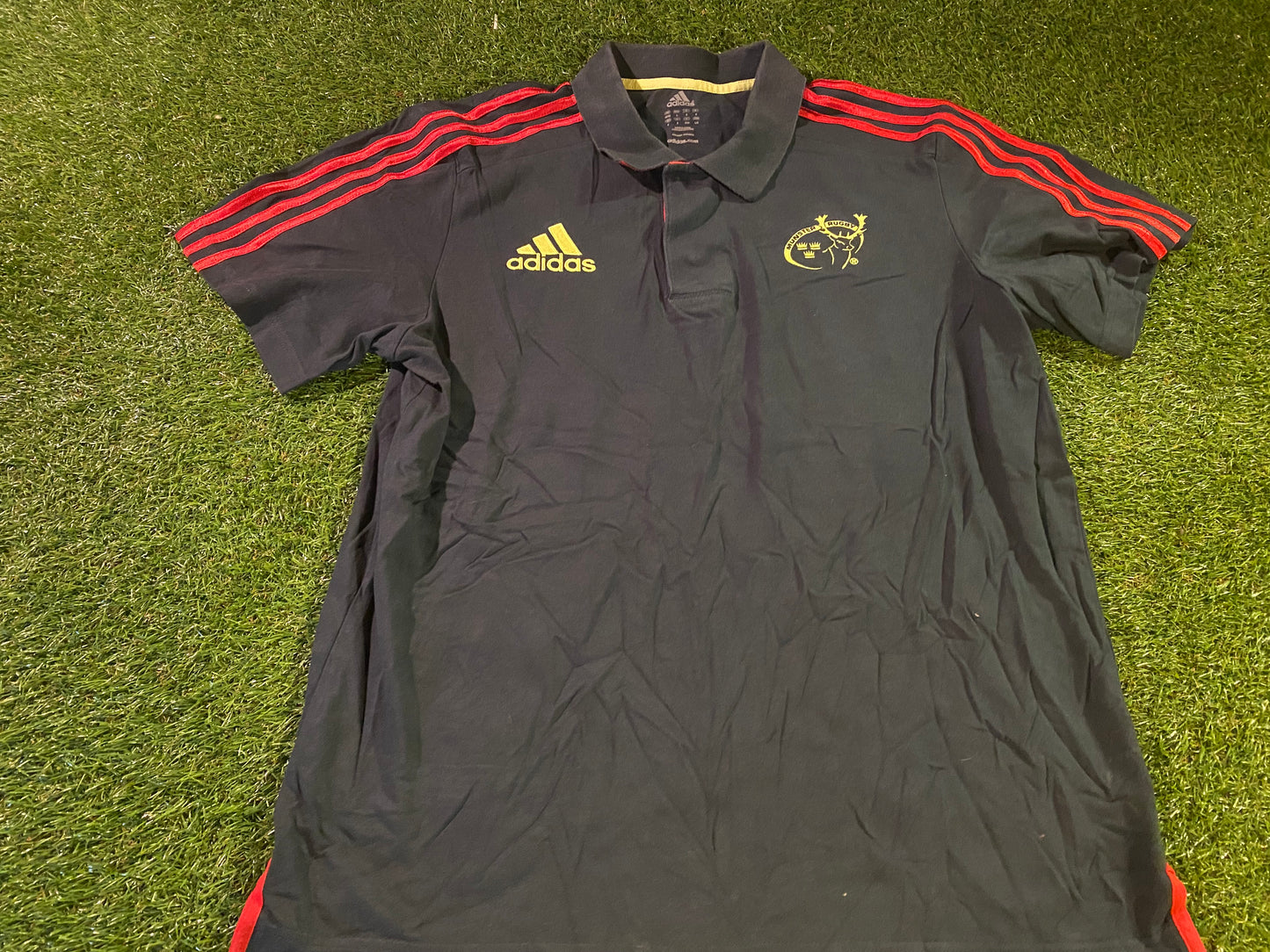 Munster Eire Irish Rugby Union Football XL Extra Large Mans Adidas Softer Polo Jersey