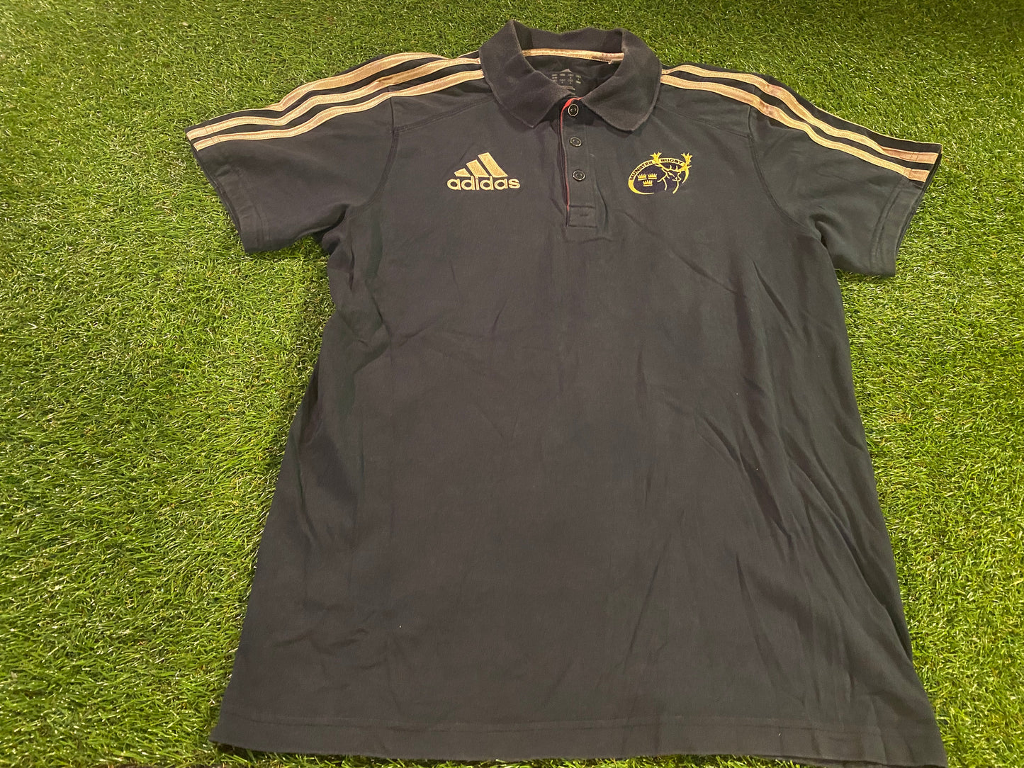 Munster Eire Irish Rugby Union Football Medium Mans Cotton Adidas Polo Jersey