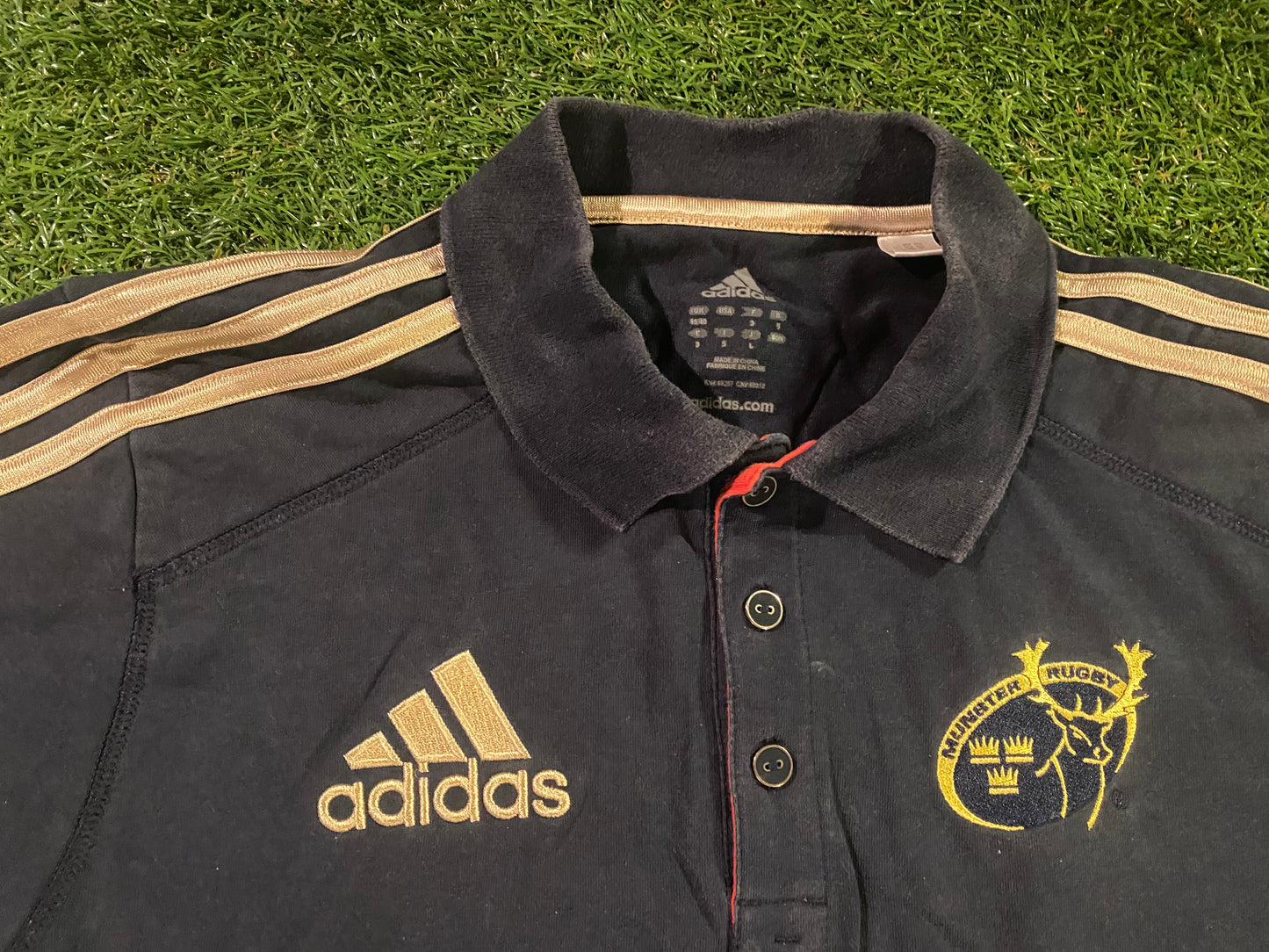 Munster Eire Irish Rugby Union Football Medium Mans Cotton Adidas Polo Jersey