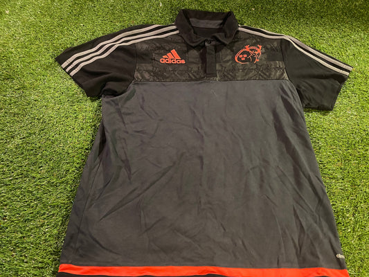 Munster Eire Irish Rugby Union Football XL Extra Large Mans Adidas Softer Polo Jersey