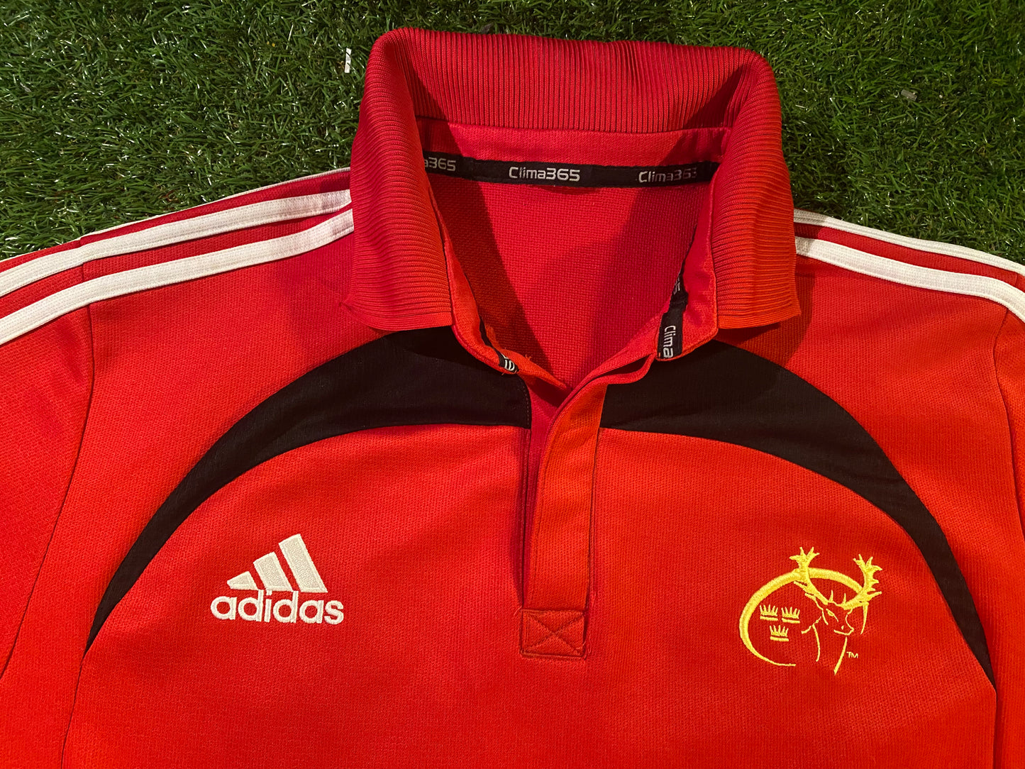 Munster Eire Irish Rugby Union Football Large Mans Leisure Adidas Polo Jersey