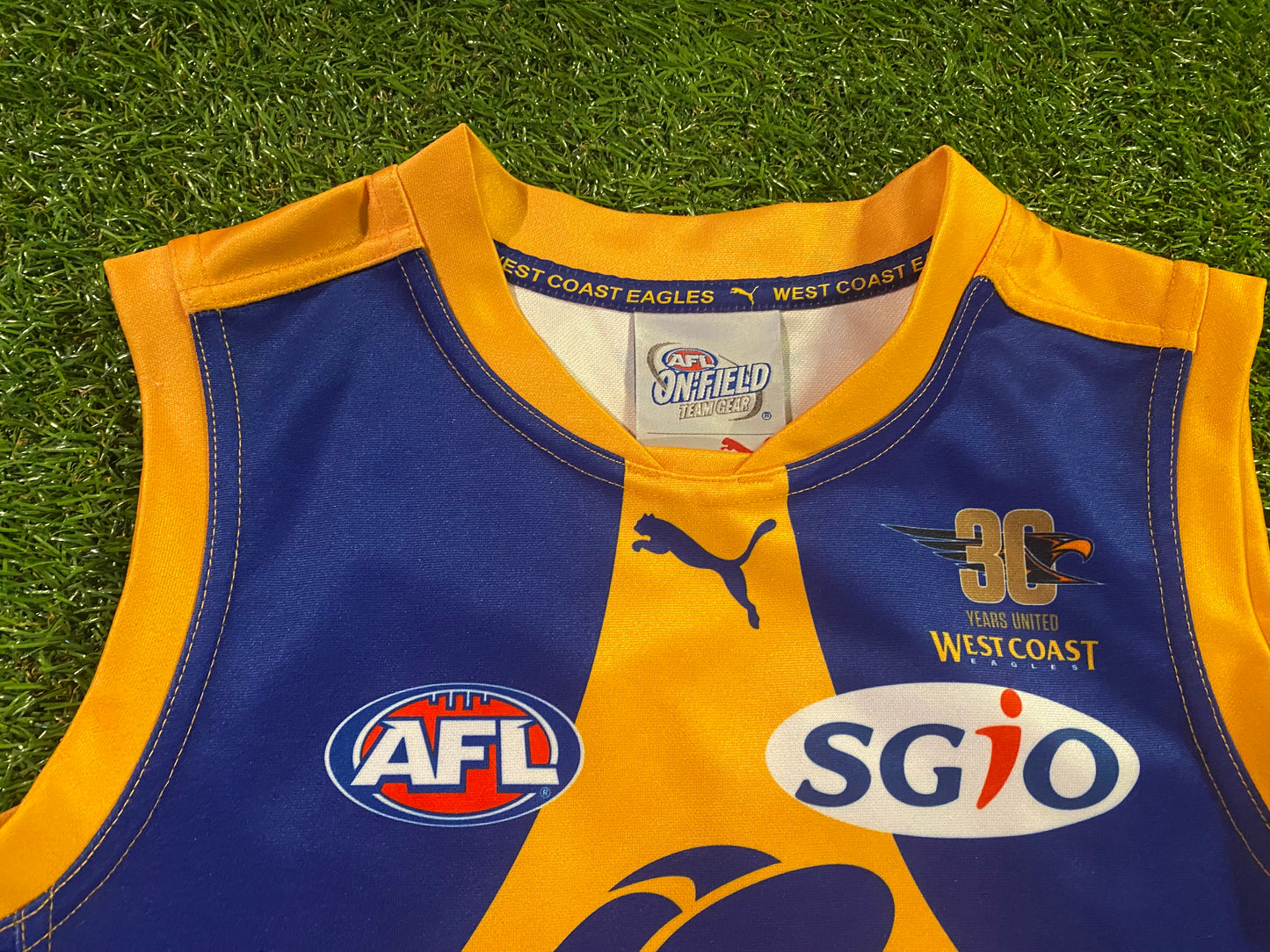 West Coast Eagles Australia AFL Rugby League Football Large Boys 10yr old Tight Fit Jersey