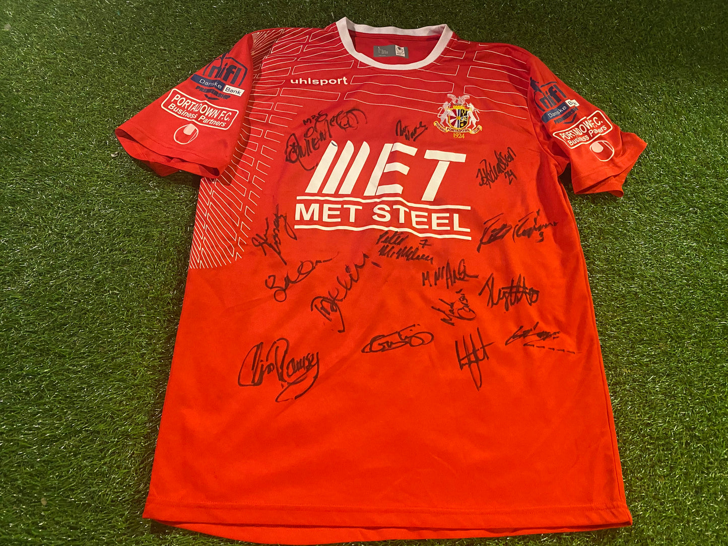 Portadown FC Northern Ireland Soccer Football Large Mans Squad Signed Match worn Jersey