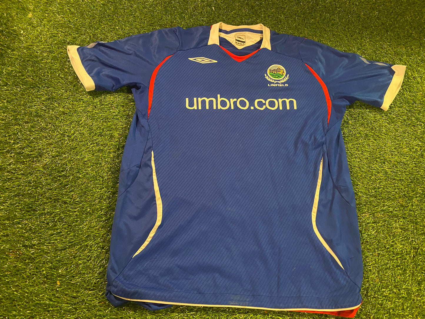 Linfield FC Northern Ireland Ulster Soccer Football Large Mans Vintage Home Jersey