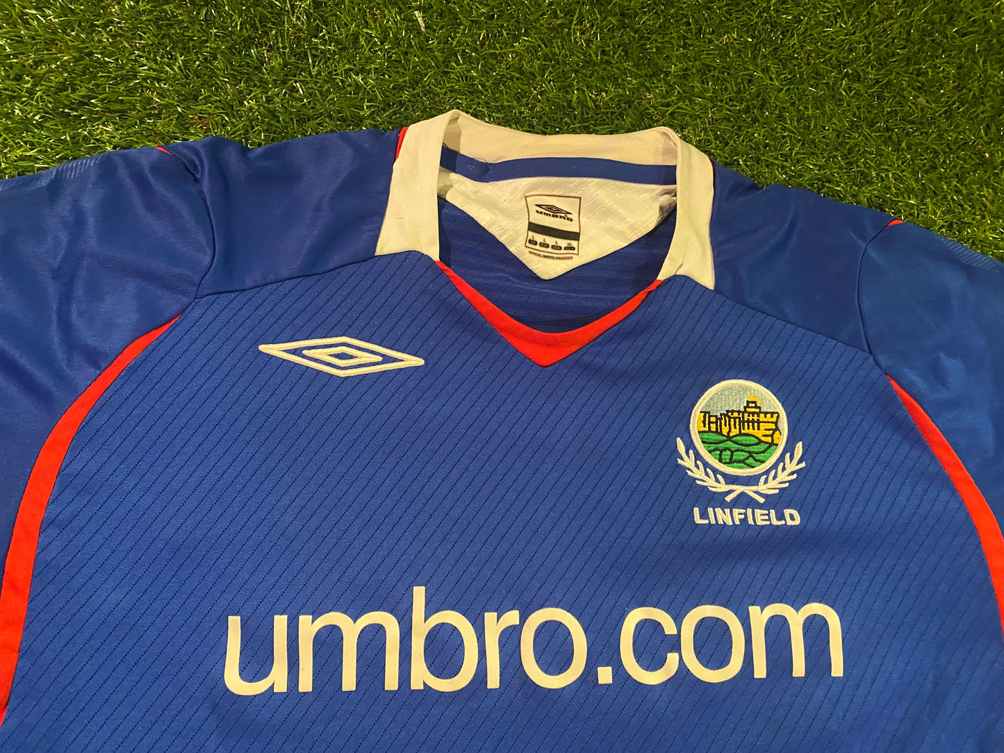 Linfield FC Northern Ireland Ulster Soccer Football Large Mans Vintage Home Jersey